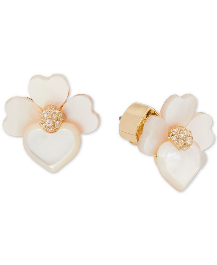 kate spade new york Gold-Tone Crystal Flower Stud Earrings - Macy's
