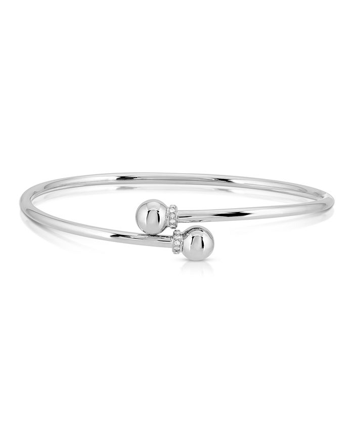 Macy's - Brilliant Bubbles Diamond (1/10 ct. t.w.) Bubble Bypass Bangle Bracelet Designed in Sterling Silver, 14k Yellow Gold over Sterling Silver or 14k Rose Gold over Sterling Silverr
