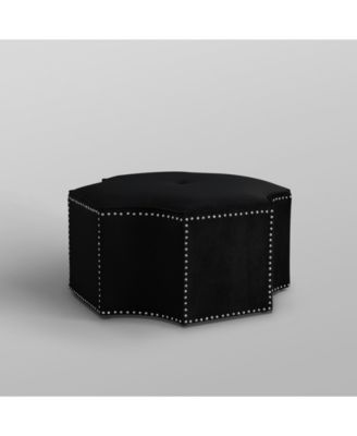 Fiorella Upholstered Octagon Cocktail Ottoman with Nailhead Trim