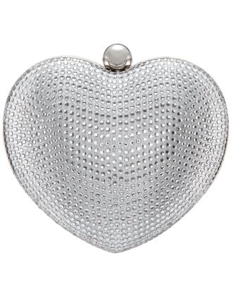 Amorie Crystal Embellished Heart Minaudiere Clutch