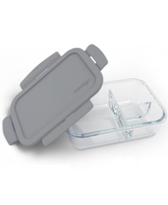 Large Divided Glass Food Storage Container, Blue