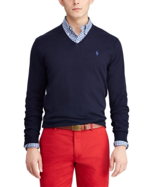 image of Polo Ralph Lauren Men-s Cotton V-Neck Sweater