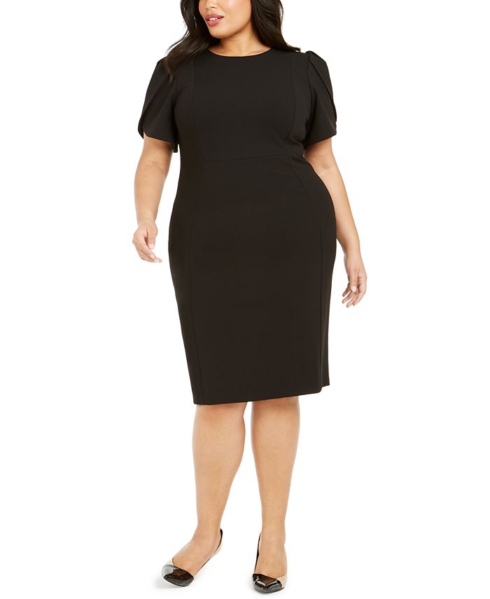 Calvin Klein Plus Size Puff-Sleeve Sheath Dress u0026 Reviews - Dresses - Women  - Macy's calvin klein dresses plus size