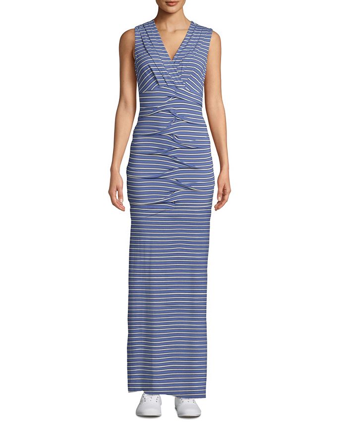 Nicole Miller Pleated Twist-Front Striped Dress - Macy's