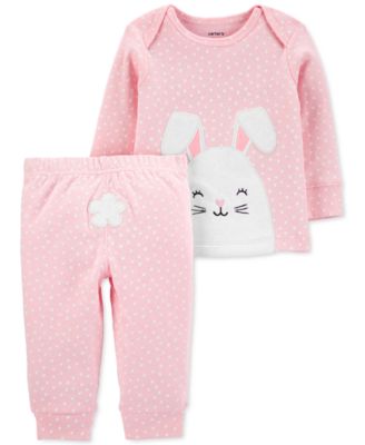 Carter's - Baby Girls 2-Pc. Cotton Bunny T-Shirt & Pants Set