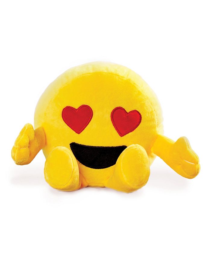 Two's Company - Heart Eyed Emoji with Speak - Repeat - Body Movement Functions requires 3 AAA batteries, not included - Polyester/Plastic