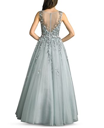 Basix black label floral top applique gown