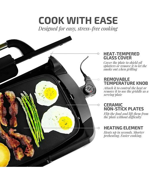 OVENTE Reversible Electric, Grill and Griddle, Free NonStick Skillet