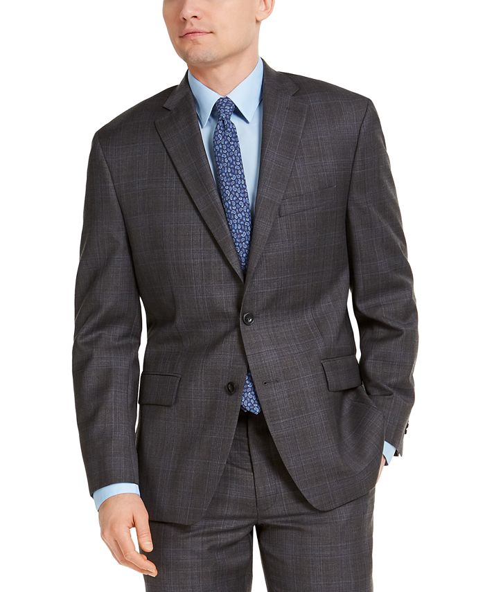 Michael Kors Men's Classic-Fit Airsoft Stretch Charcoal Plaid Suit Jacket &  Reviews - Suits & Tuxedos - Men - Macy's