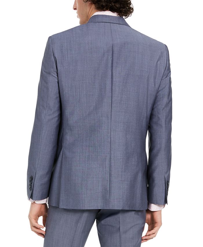 DKNY Men's Slim-Fit Stretch Blue/Gray Suit Jacket - Macy's