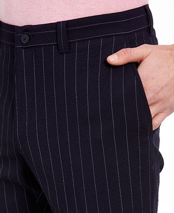 Mens Seersucker Stretch Pant Navy ~ Black main image 0