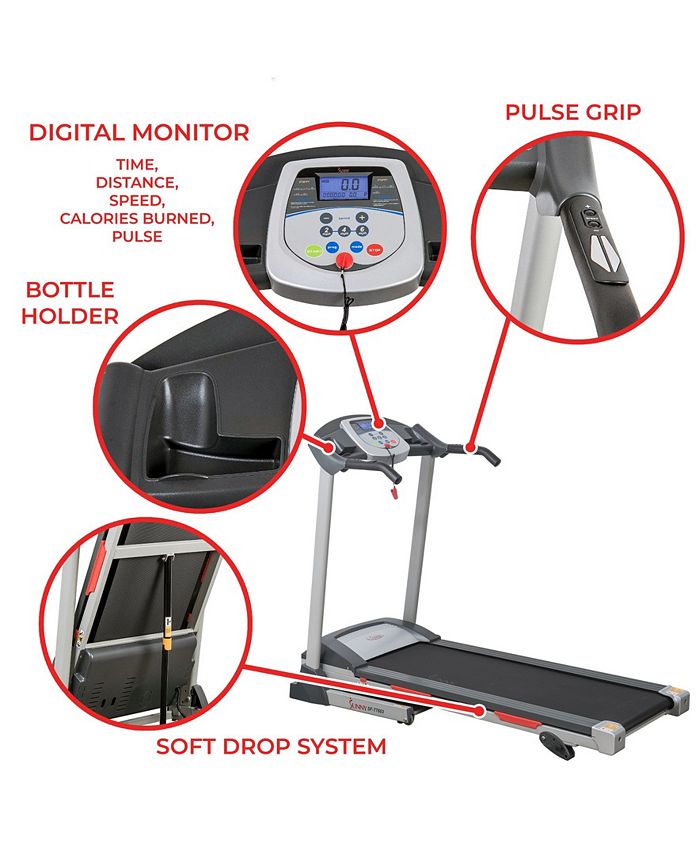 Sunny Health & Fitness SFT7603 Electric Treadmill w/ 9 Programs, 3