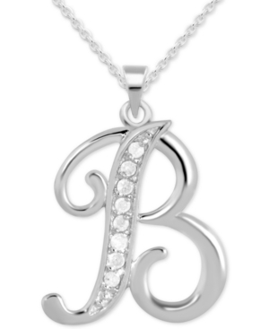 Macy's Diamond B Initial 18" Pendant Necklace (1/10 Ct. T.w.) In Sterling Silver In Sterling Silver