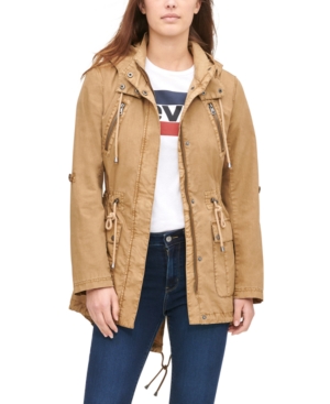 Levi's Parachute Hooded Cotton Utility Jacket In Dull Gold | ModeSens
