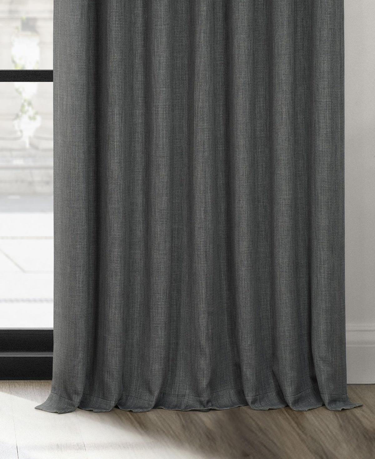 Half Price Drapes Extra Wide Textured Faux Linen Room Darkening Curtain