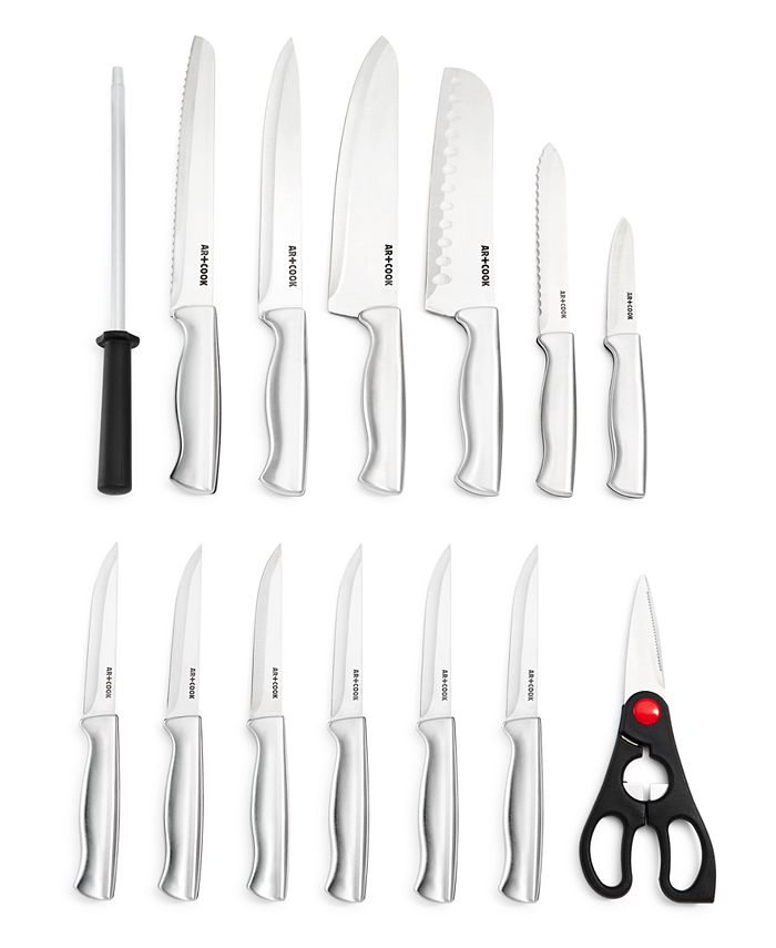 COOCRAFT 15 Piece Kitchen Knife Set With Block And Built In