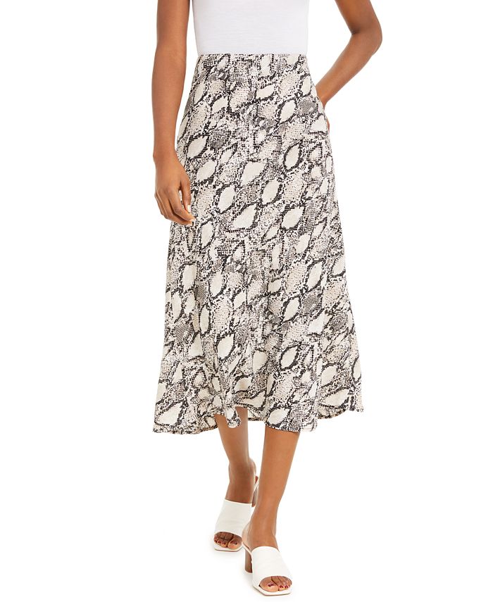 Bar III Snake-Print Midi Skirt, Created for Macy's - Macy's