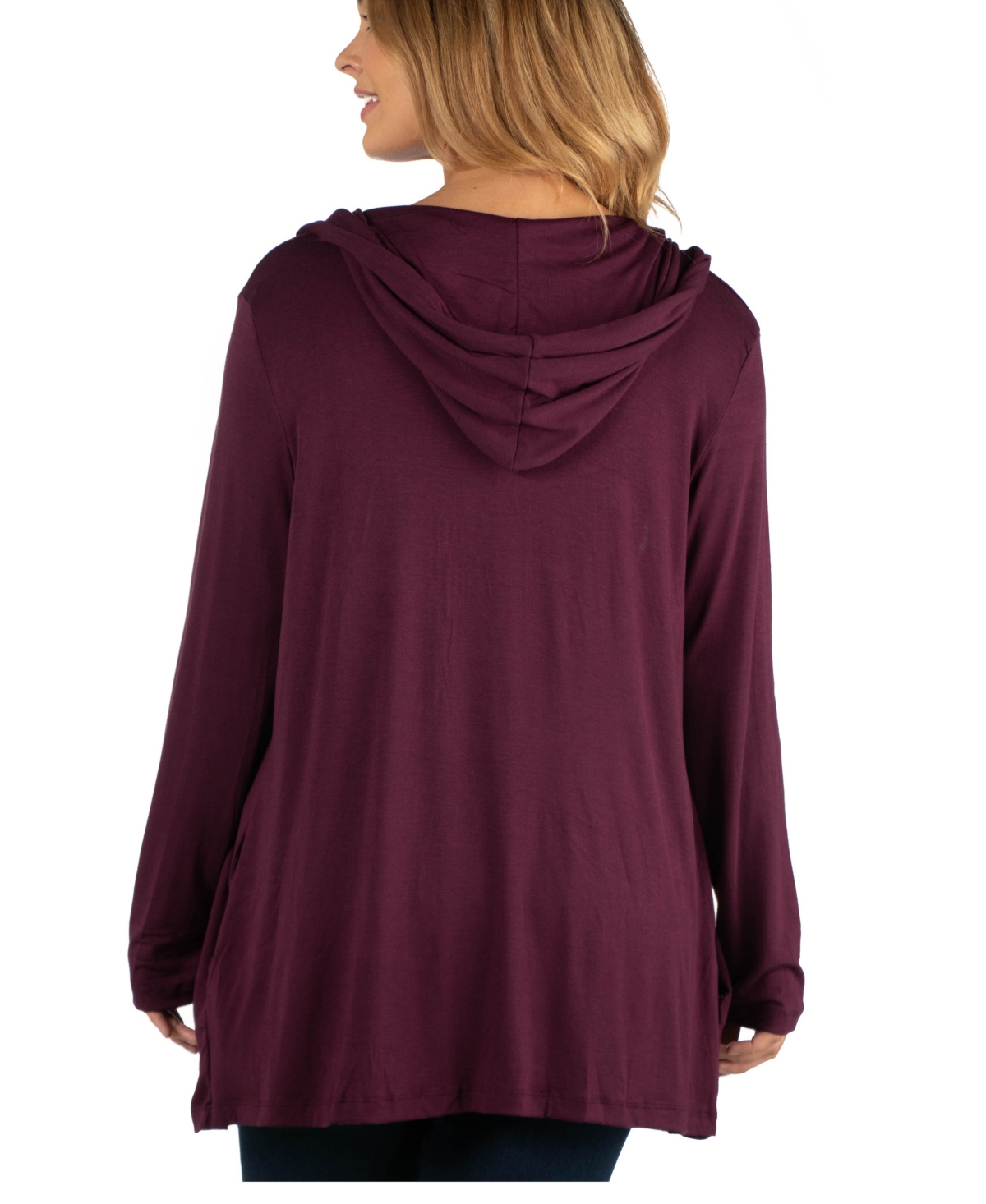 24Seven Comfort Apparel Long Sleeve Pocket Hoodie Plus Size Cardigan