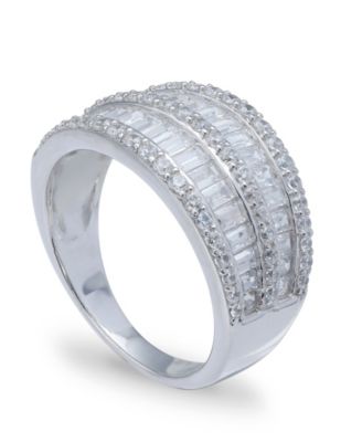 Cubic Zirconia Pave Baguette Ring (2-1/8 ct.t.w) in Sterling Silver 