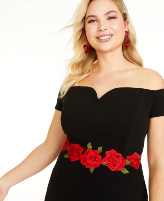 B Darlin Trendy Plus Size Floral Appliqué Gown - Macy's