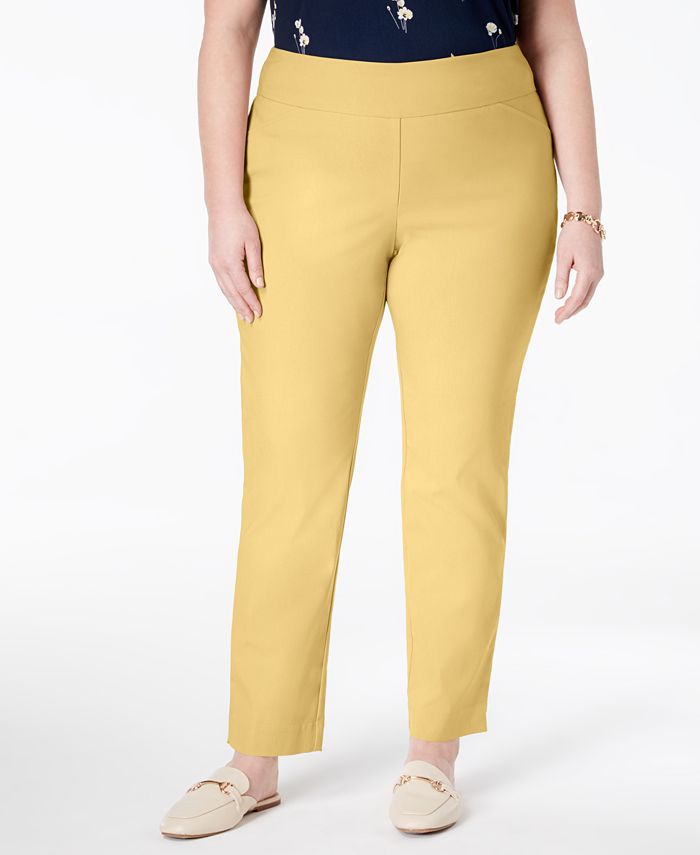 Charter Club Plus Size Cambridge Tummy-Control Pull-On Pants, Created ...