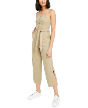 Oat Smocked Sleeveless Cotton Jumpsuit