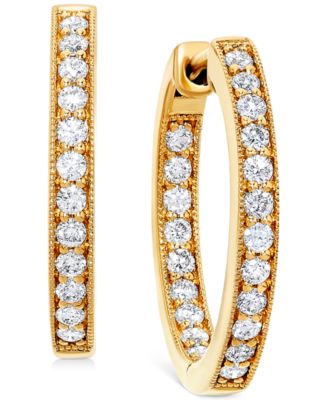 14k gold diamond hoops