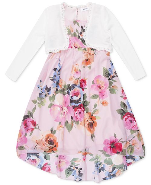Speechless Little Girls 2 Pc Cardigan Floral Dress Set Reviews All Girls Dresses Kids Macy S
