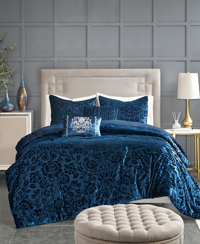 Madison Park Irene Velvet 5Piece Queen Comforter Set Macy's