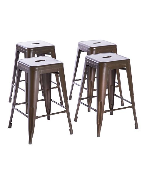 Bold Tones 30 High Industrial Metal Bar Stools Set Of 4