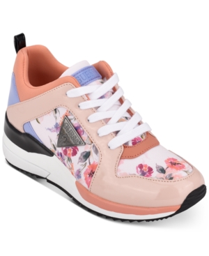 Guess Jaryd Lace-up Sneakers Women's Shoes In Spring Floral | ModeSens