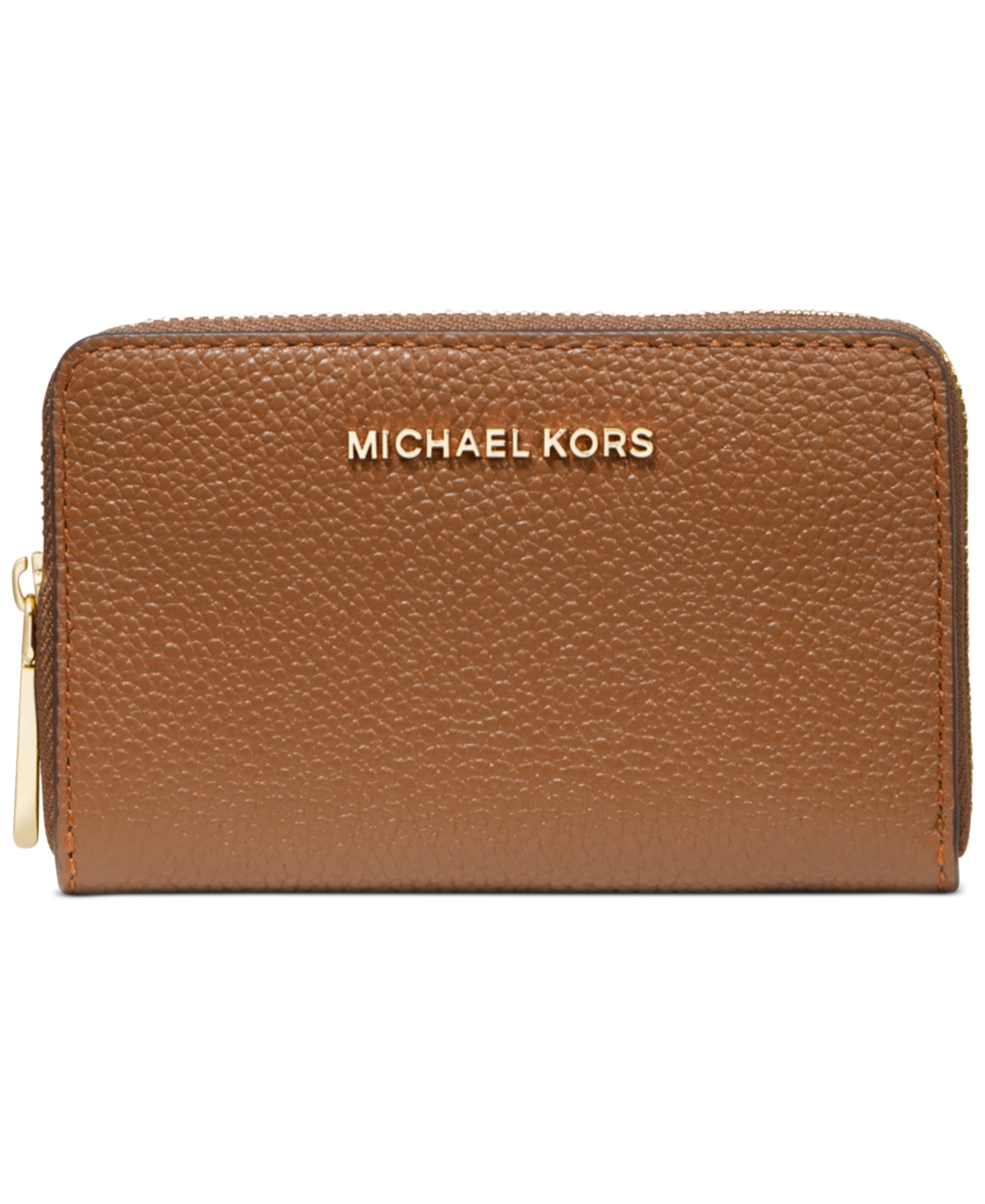 Michael Kors Michael  Jet Set Small Zip Around Card Case In Luggage,gold