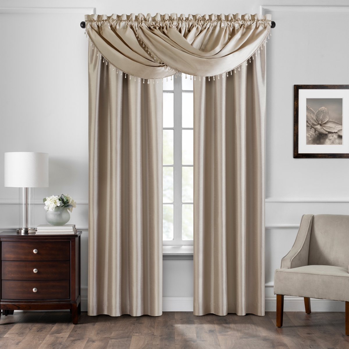 Elrene Home Fashions Colette Faux Silk Blackout Window Curtain