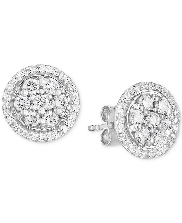 Forever Grown Diamonds - Lab-Created Diamond Halo Cluster Stud Earrings (3/4 ct. t.w.) in Sterling Silver