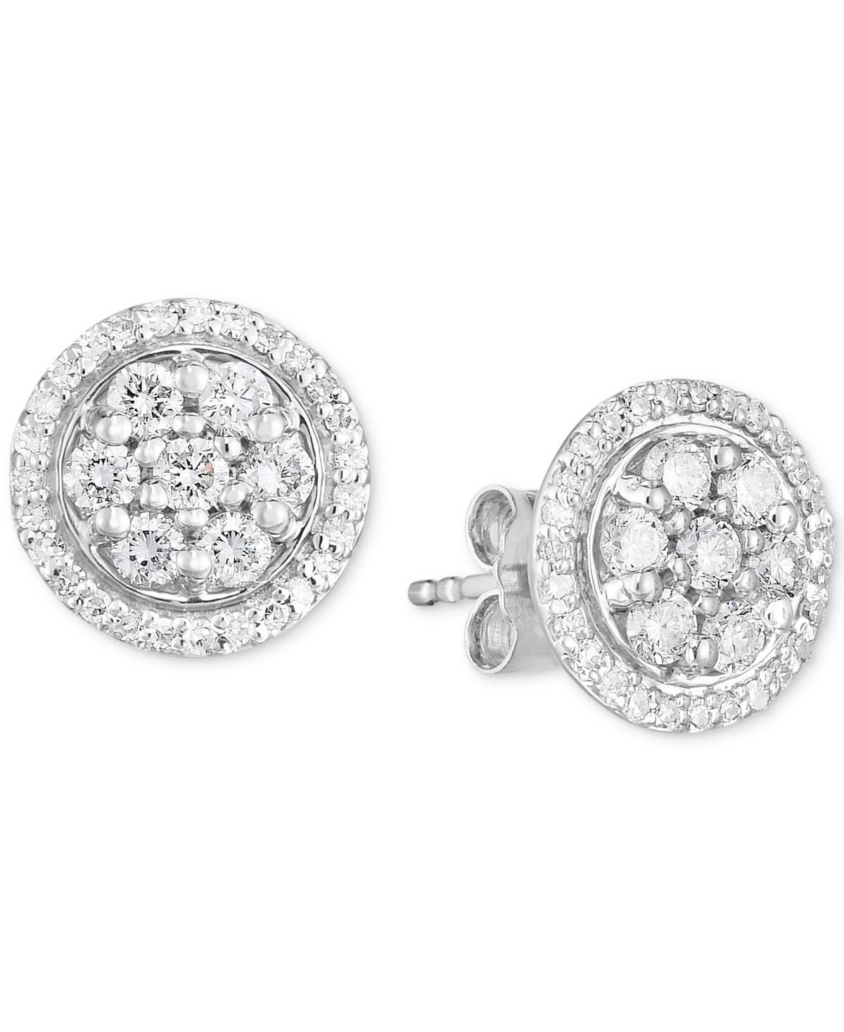 Lab-Created Diamond Halo Cluster Stud Earrings (3/4 ct. t.w.) in Sterling Silver - Sterling Silver