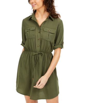 Be Bop - Juniors' Drawstring Utility Shirtdress