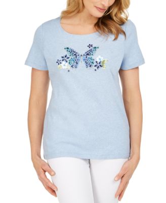Karen Scott - Lola Cotton Rhinestone-Butterfly Top