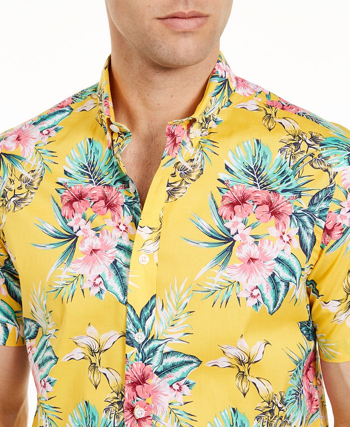 Club Room Men's Floral Print Short Sleeve Shirt, Created for Macy's ...