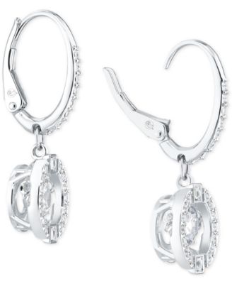 Silver-Tone Caged Crystal Drop Earrings 