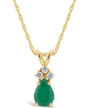 Macy's Sapphire (7/8 Ct. T.w.) And Diamond Accent Pendant Necklace In 14k Yellow Gold (also In Ruby & Emera In Emerald