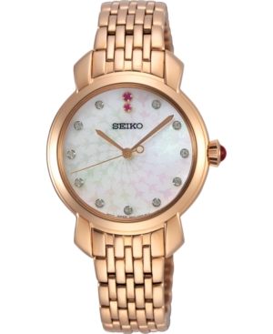 image of Seiko Women-s Essentials Rose Gold-Tone Stainless Steel Bracelet Watch 29.2mm