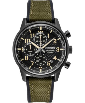 seiko chronograph leather strap watch