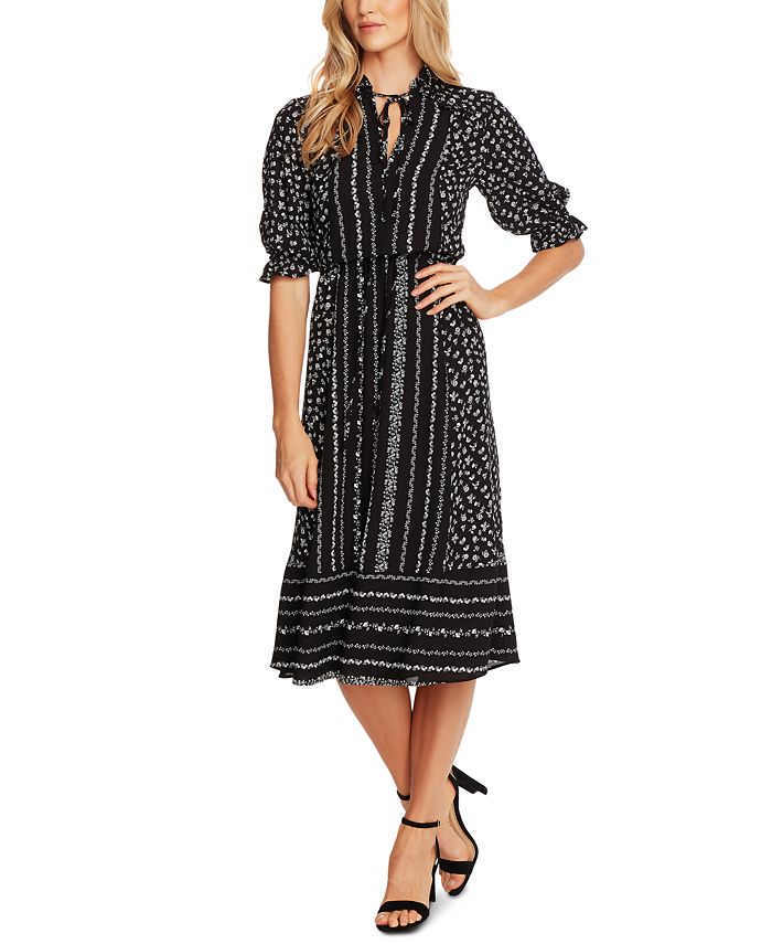 CeCe Printed Ruffle-Sleeve Dress - Macy's