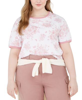 Love Tribe - Trendy Plus Size Toile Ringer T-Shirt