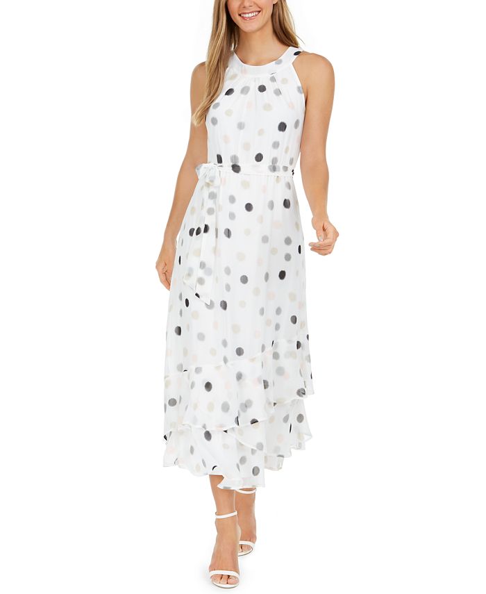 Calvin Klein Polka Dot Halter Maxi Dress Macy s