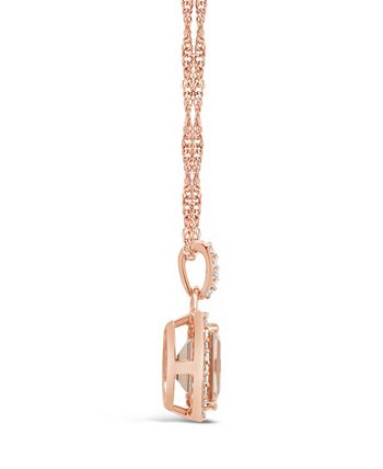 Macy's - Morganite (2 ct. t.w.) and Diamond (1/6 ct. t.w.) Pendant Necklace in 14K Rose Gold-Plated Sterling Silver