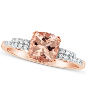 image of Morganite (1-1/4 ct. t.w.) and Diamond (1/10 ct. t.w.) Ring in 14K Rose Gold-Plated Sterling Silver