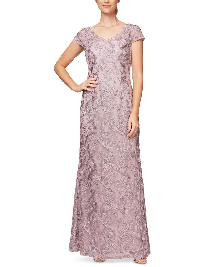 Alex Evenings Embroidered Soutache Gown - Macy's