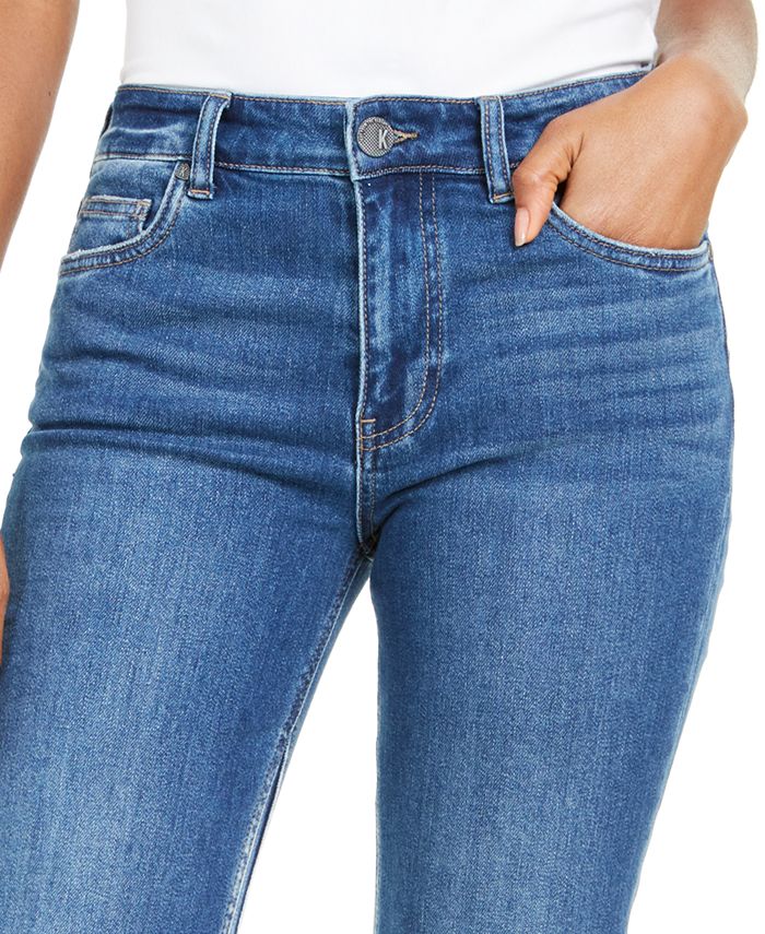 KELSEY OPTIC WHITE HIGH RISE ANKLE FLARE WITH RAW HEM main image 1