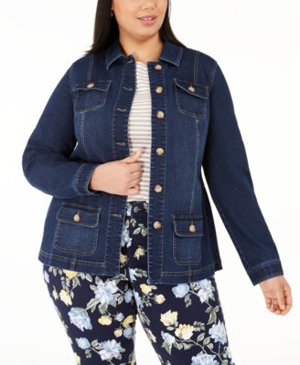 Charter Club - Plus Size Button-Front Utility Jacket
